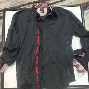 Robert Graham Black Shirt with Red Paisley Accents